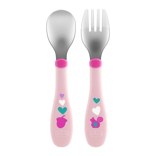 6008706-chicco-talheres-em-aco-inoxidavel-rosa-18m.webp