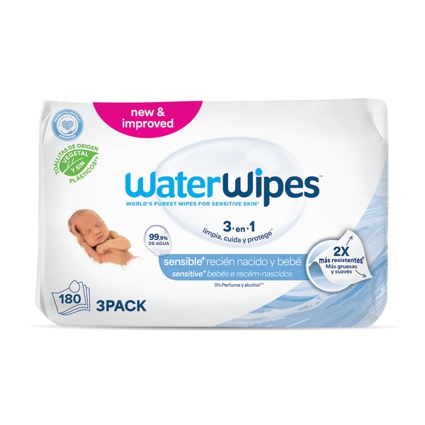 WaterWipes Toalhitas 3 em 1 Biodegradáveis Bebé 60X3
