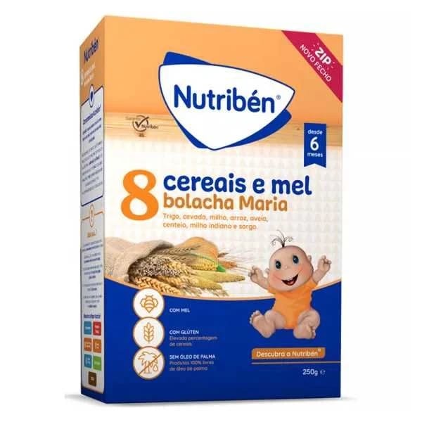 Nutribén Farinha 8 Cereais e Mel Bolacha Maria 6M Não Láctea 250G