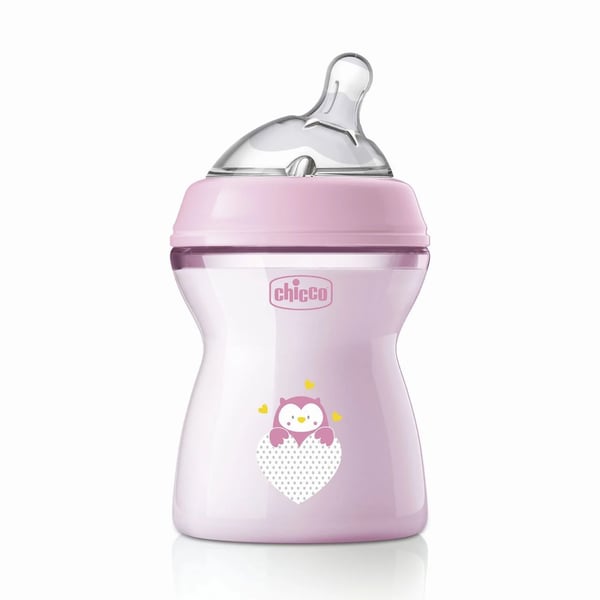 Chicco Biberão Natural Feeling 2M+ 250ml Fluxo Médio Rosa