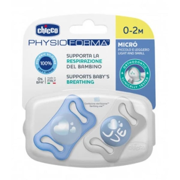 Chicco Chupeta PhysioForma Micrò Azul 0-2M X2
