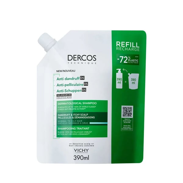 Dercos Recarga Champô Anticaspa DS Cabelo Normal a Oleoso 390ml