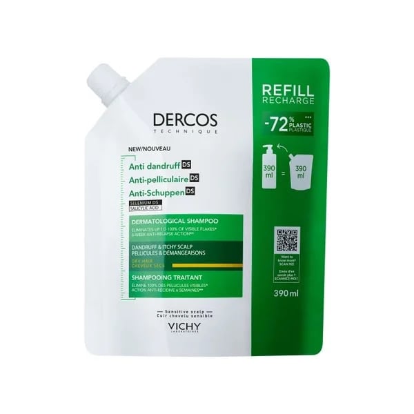 Dercos Recarga Champô Anticaspa DS Cabelo Seco 400ml