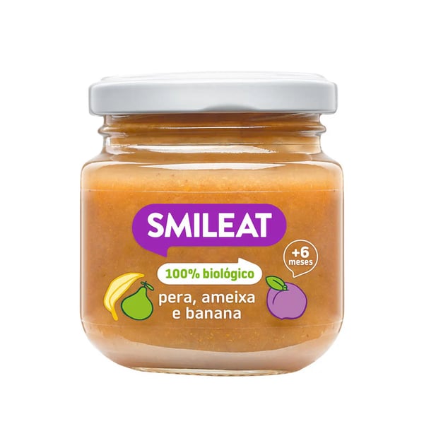 Smileat Boião Pêra, Ameixa e Banana 130G 6M+