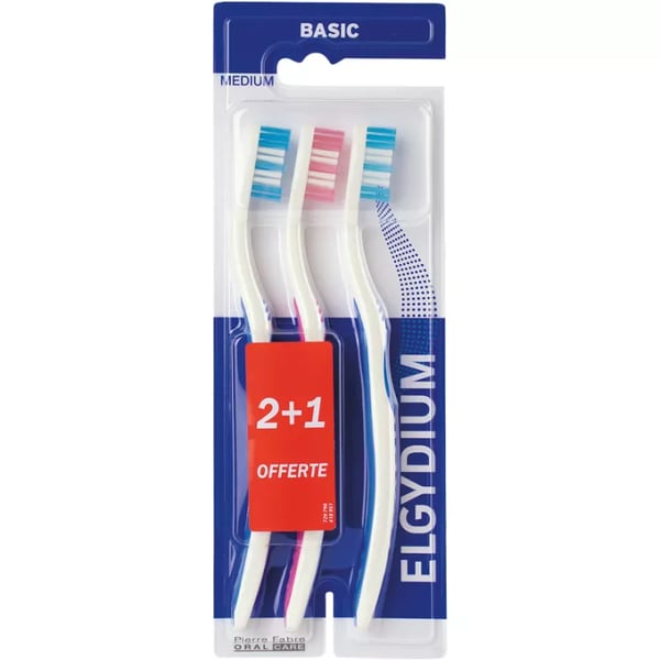Elgydium Escova de Dentes Basic Medium X2+1